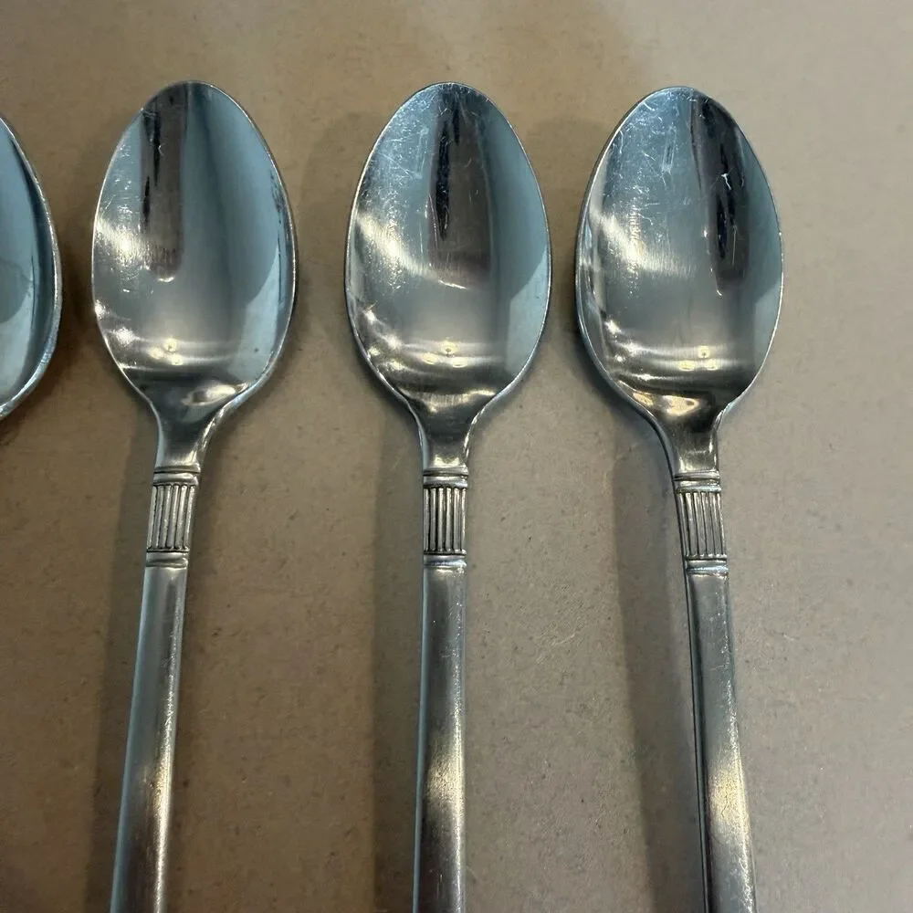 Doric‎ Japan MCM Stainless Lot Of 6 Long Tea Spoons Mid Century Modern Flatwear